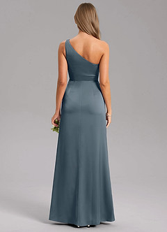 Azazie Feby Bridesmaid Dresses Twilight A-Line One Shoulder Stretch Satin Dress image2