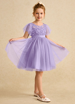 Azazie Queenie Flower Girl Dresses Lilac A-Line Lace Dress image5