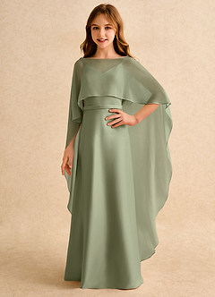 Azazie Fishie Girls Formal Flower Girl Dresses Pistachio A-Line Matte Satin Dress image1