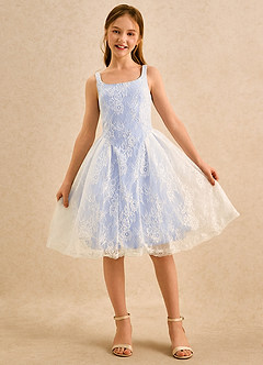 Azazie Cubbie Girls Formal Flower Girl Dresses Ice A-Line Lace Dress image4