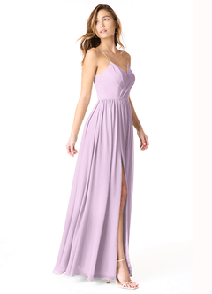 Azazie Cora Bridesmaid Dresses Frosted Lilac A-Line Pleated Chiffon Dress image4