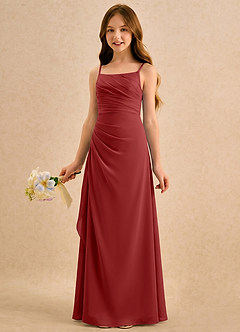 Azazie Cannoli Girls Formal Flower Girl Dresses Rust A-Line Pleated Chiffon Dress image3