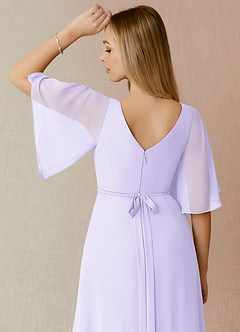 Azazie Cierra Bridesmaid Dresses Lilac A-Line V-Neck Chiffon Dress image8