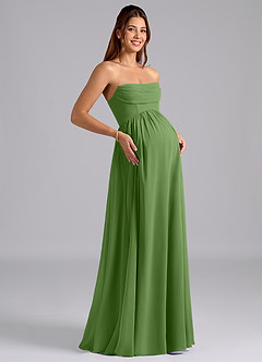 Azazie Saige Robes de demoiselle d'honneur de maternité Robe Trapèze Plissée Longueur ras du sol Mousseline de soie image8