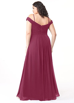 Azazie Audrianna Brautjungfernkleider Wandelbar A-Linie Schulterfrei gerafft Chiffon Kleid Maulbeerrot image8
