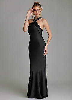 Azazie Reign Klänningar att prova hemma Klä av Sjöjungfru i Stretch Satin Plisserad Svart image5