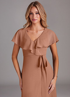 Azazie Lainey Abiti da Damigella Abito A-Line in Chiffon Con Tasche Bronzo image6