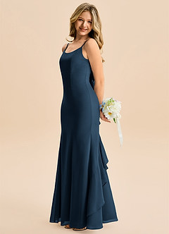 Azazie Lioren Junior Dark Navy Mermaid Bow Chiffon Dress image2