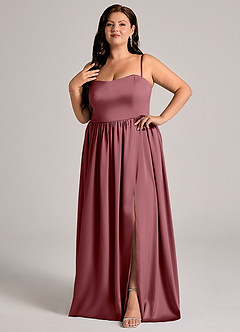 Azazie Calianna Bridesmaid Dresses Desert Rose A-Line Off the Shoulder Stretch Satin Convertible Dress image9