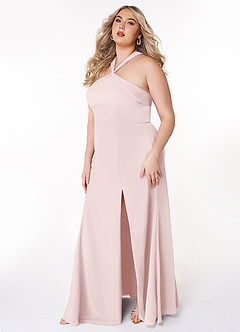 Azazie Rue Brautjungfernkleider A-Linie Halter Chiffon Kleid Zartrosa image9