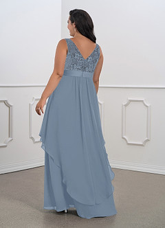 Azazie Xella Abiti per la Madre della Sposa Abito A-Line in Chiffon Pizzo Blu Polveroso image8