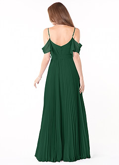 Azazie Lyney Bridesmaid Dresses Dark Green A-Line Off the Shoulder Chiffon Dress image2