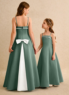 Azazie Izel Girls Formal Flower Girl Klänningar Klä A-Line i Matt satäng Plisserad image1