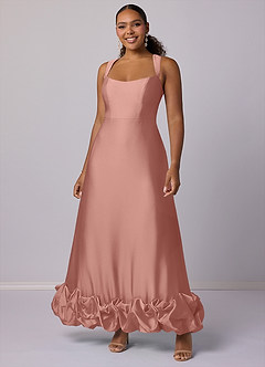 Barbie ♥ Azazie Final Sale Bermuda A-Line with Pockets Stretch Satin Dress image6