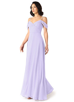 Azazie Tancie Vestidos de damas de honor Vestido de Lila de Gasa de Corte en A Convertible con Vestidos sin tirantes image3