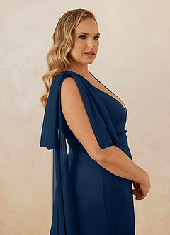 Christian Siriano Bridal for Azazie 1011 Bridesmaid Dresses Dark Navy Mermaid Bow Stretch Satin Dress image18