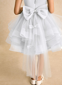 Azazie Tinie Flower Girl Dresses White Ball-Gown Bow Tulle Dress image7