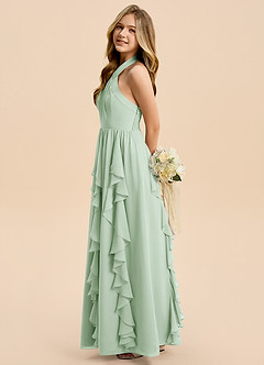 Azazie Daisy Junior Agave A-Line Chiffon Dress image5