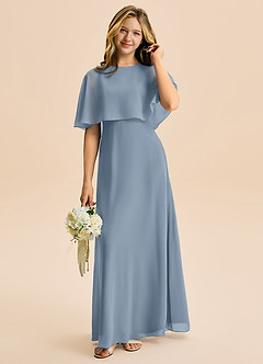 Azazie Maris Junior Dusty Blue A-Line Chiffon Dress image1