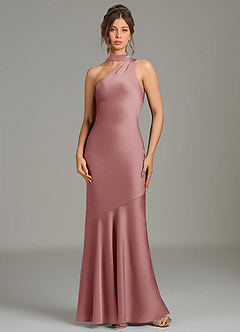 Azazie Jalissa Bridesmaid Dresses Dusty Rose Mermaid One Shoulder Stretch Satin Dress image1