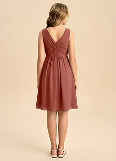 Azazie Skyla Junior Jurk van Chiffon met A-Lijn Geplooid Kastanjebruin image2