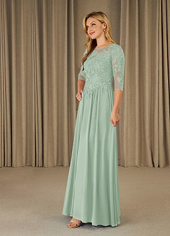 Azazie Mirielle Mother of the Bride Dresses Agave A-Line Scoop Lace Chiffon Dress image3