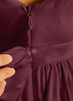 Azazie Violeta Jurken voor bloemenmeisjes Baljurk Jurk van Mat Satijn Boog Cabernet image3