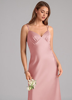 Azazie Suttona Brudtärnklänningar Klä av A-Linje i Stretch Satin Plisserad Puderrosa image7