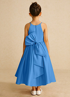 Azazie Sunray Flower Girl Dresses Blue Jay A-Line Spaghetti Strap Matte Satin Dress image1