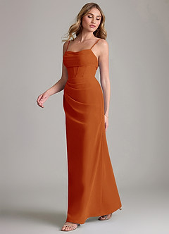 Azazie Mai Bridesmaid Dresses Paprika Sheath Pleated Chiffon Dress image4