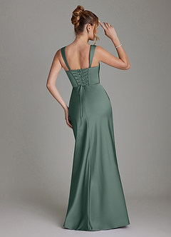 Azazie Agustina Bridesmaid Dresses Sea Moss Mermaid Corset Stretch Satin Dress image2