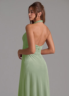 Azazie Tessie Brautjungfernkleider A-Linie Plissee Samt Kleid Staubiger Salbeigrün image2