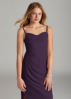 Azazie Mai Junior Plum Sheath Pleated Chiffon Dress image5