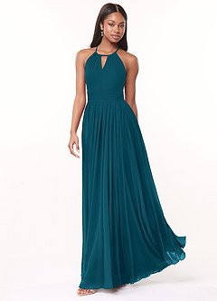 Azazie Cherish Bridesmaid Dresses Ink Blue A-Line Pleated Chiffon Dress image3