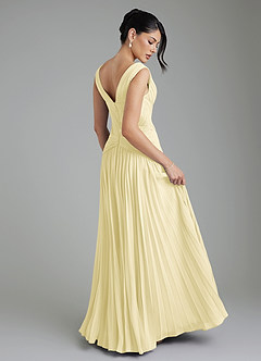 Azazie Kima Bridesmaid Dresses Lemon Sorbet A-Line Pleated Chiffon Dress image8