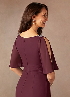 Azazie Pascual Mother of the Bride Dresses Cabernet A-Line Pleated Chiffon Dress image8