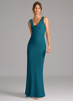 Azazie Rylina Bridesmaid Dresses Ink Blue Mermaid Pleated Chiffon Dress image3