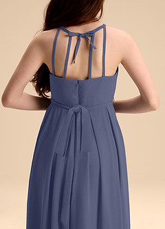 Azazie Arianthe Junior Abito A-Line in Chiffon Plissettato Stormy image8