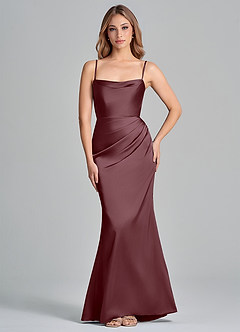 Azazie Olea Final Sale Sangria Mermaid Strapless Stretch Satin Convertible Dress image6