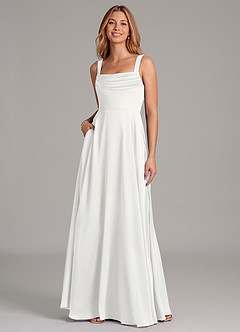 Azazie Shaude Bridesmaid Dresses White A-Line Pleated Chiffon Dress image3