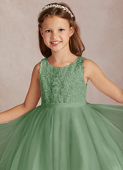 Azazie Calla vestidos de niña de las flores Vestido de Matcha de Tul de Princesa con Encaje image1