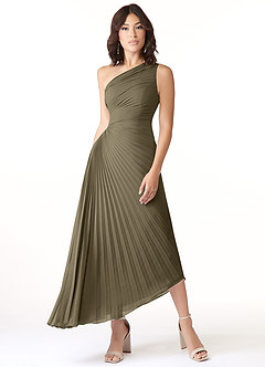 Azazie Kirra Brautjungfernkleider A-Linie One-Shoulder Chiffon Kleid Weidengrün image1