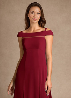 Azazie Ewa Moeder van de bruid jurken A-Lijn Jurk van Mesh Off the Shoulder Bourgondië image9