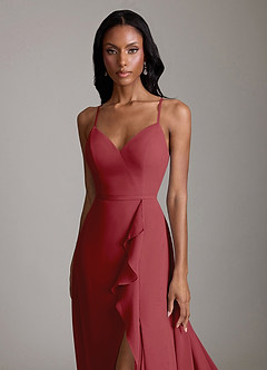 Azazie Naeem Vestidos de damas de honor Vestido de Granada de Gasa de Corte en A con Cuello en V fruncido image6