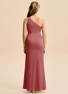 Azazie Akilah Junior Jurk van Stretch Satijn met Kolom Geplooid Antieke Roos image6