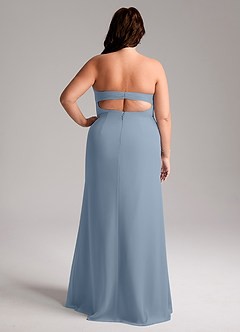 Azazie Leonis Bridesmaid Dresses Dusty Blue Sheath Strapless Chiffon Convertible Dress image10
