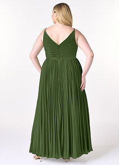 Azazie Raychelle Bridesmaid Dresses Olive A-Line V-Neck Chiffon Dress image8