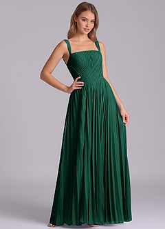 Azazie Mina Bridesmaid Dresses Emerald A-Line Pleated Chiffon Dress image6