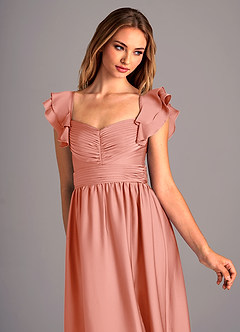Azazie Anaya Robes de demoiselle d'honneur Robe Trapèze Convertible en Satin extensible Encolure en Forme de Cœur Corail image6