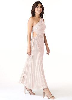 Azazie Kirra Bridesmaid Dresses Rose Petal A-Line One Shoulder Chiffon Dress image3